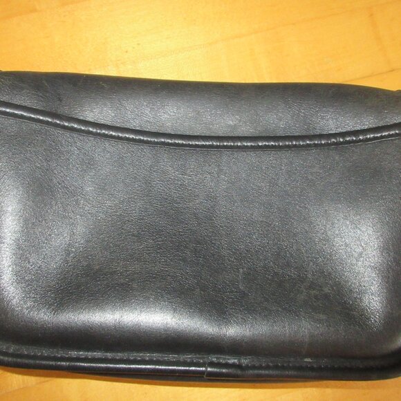 COACH Vintage Black Leather Flap TurnLock Messenger Handbag NO STRAP - Picture 2 of 10